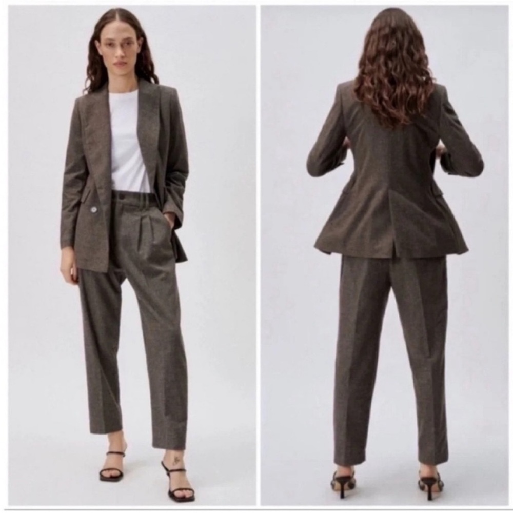 NWT Zara Straight Fit Check Double Breasted Blazer